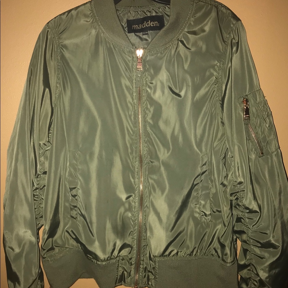 Ladies, Olive Steve Madden Side Zip Bomber Jacket